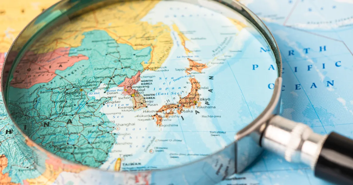 A magnifying glass over the indo-pacific region.