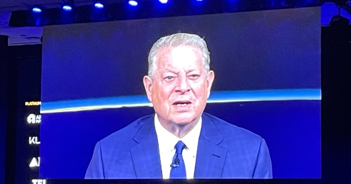 Former Vice President Al Gore discusses the importance of sustainability for the future of the semiconductor industry during the CEO Summit Day 2 at SEMICON West 2024.